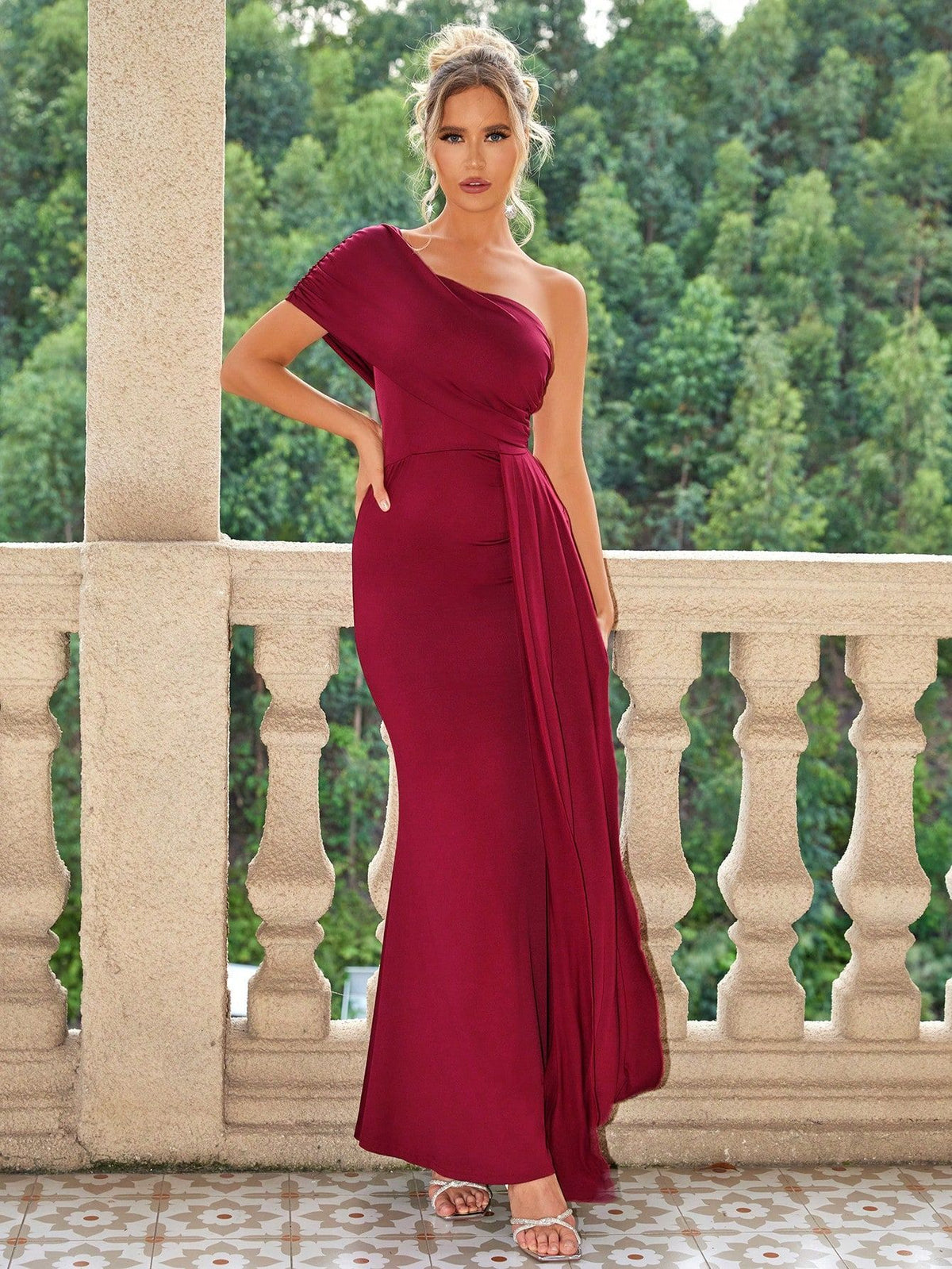 Women's Sexy One Shoulder Slim Dress
