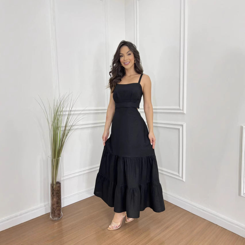 Women's Suspenders Solid Color Dress