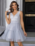 Women's Sequin Stitching Net Falbala Dress