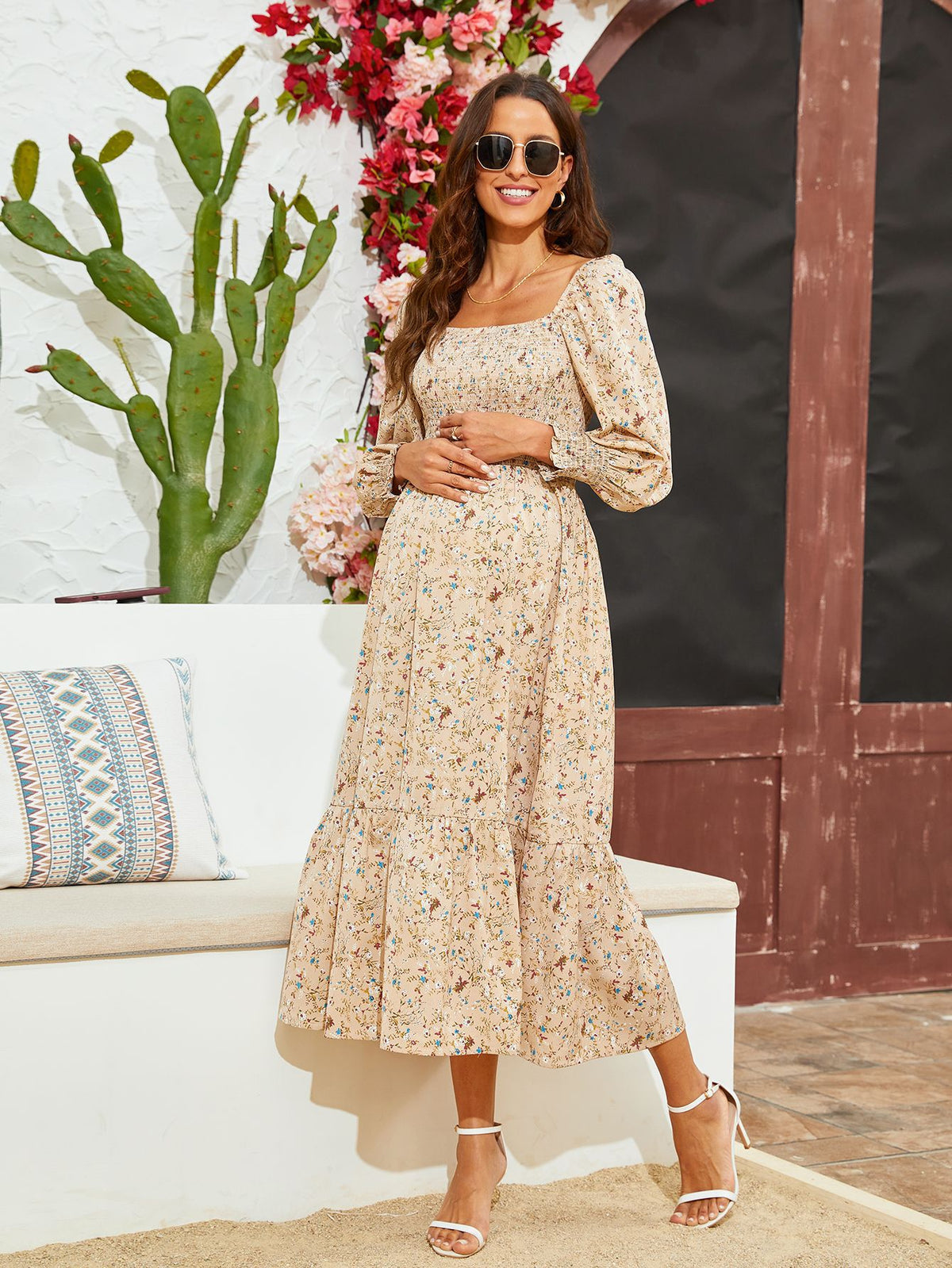 Spring Summer Chiffon Dress Fresh Small Floral Bell Sleeve
