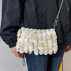 Women's Natural Fritillary Handmade Beaded Sequin Bag Niche