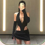 Women's Summer Backless Halter Hollow Coordinated Two-Piece Set