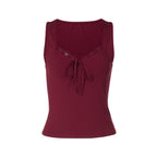 Women's Winter Sexy Lace Lace up Bow Slim Fit Spaghetti Straps Vest