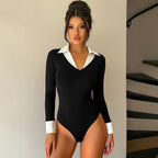 Black White Contrast Jumpsuit for Women