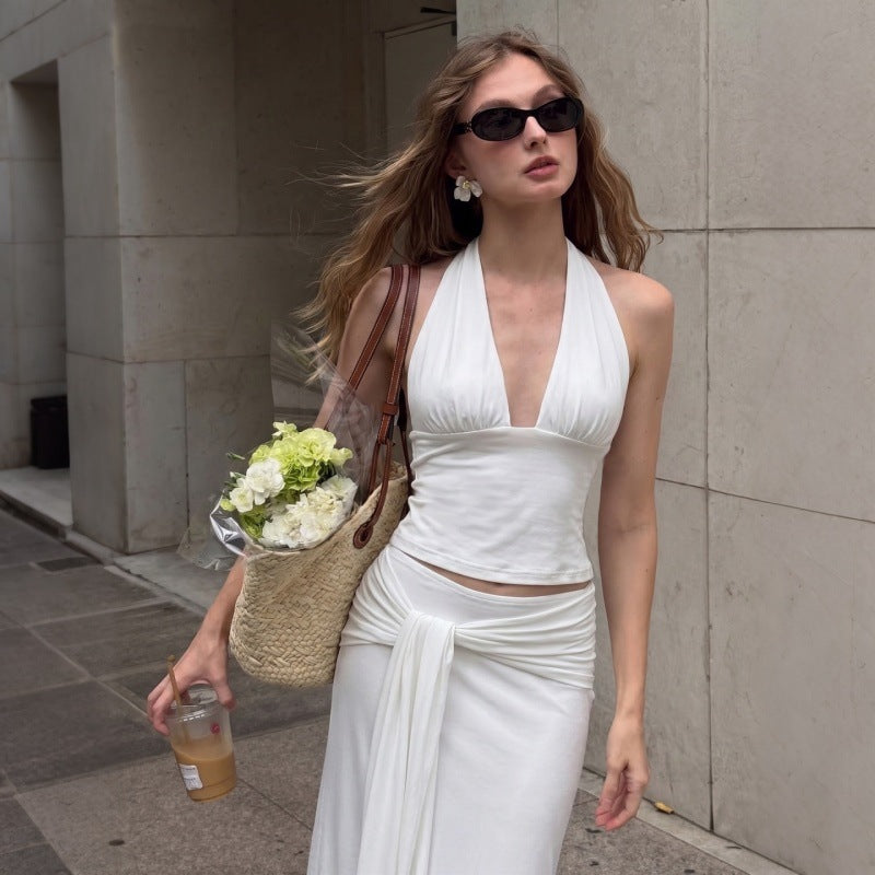 Women's Halter Top & Ribbon Skirt Set