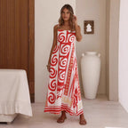 Women's Geometric Print Smocked Cami Maxi Dress