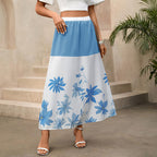 Summer Casual Multicolor Printing High Waist Long A Skirt