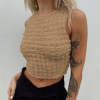 's Small Vest Street Crew Neck Sleeveless Short Cropped Top