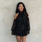 Women's Off-Shoulder Halter Mini Mini Dress