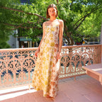 Casual Printing Backless Spaghetti-Strap Swing Dress