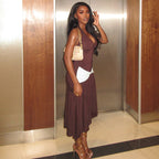 Women's Color-Block Halter Maxi Dress