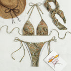 Split Printed One-piece Swimwear