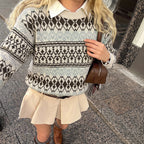 Women's Christmas Nordic Round-Neck Fairland Brocade Top