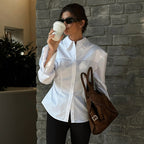 Office White Cotton Shirt High Grade Simple All Matching