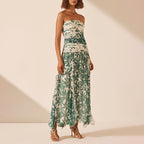 Women’s Retro Printed Tube-Top Maxi Dress