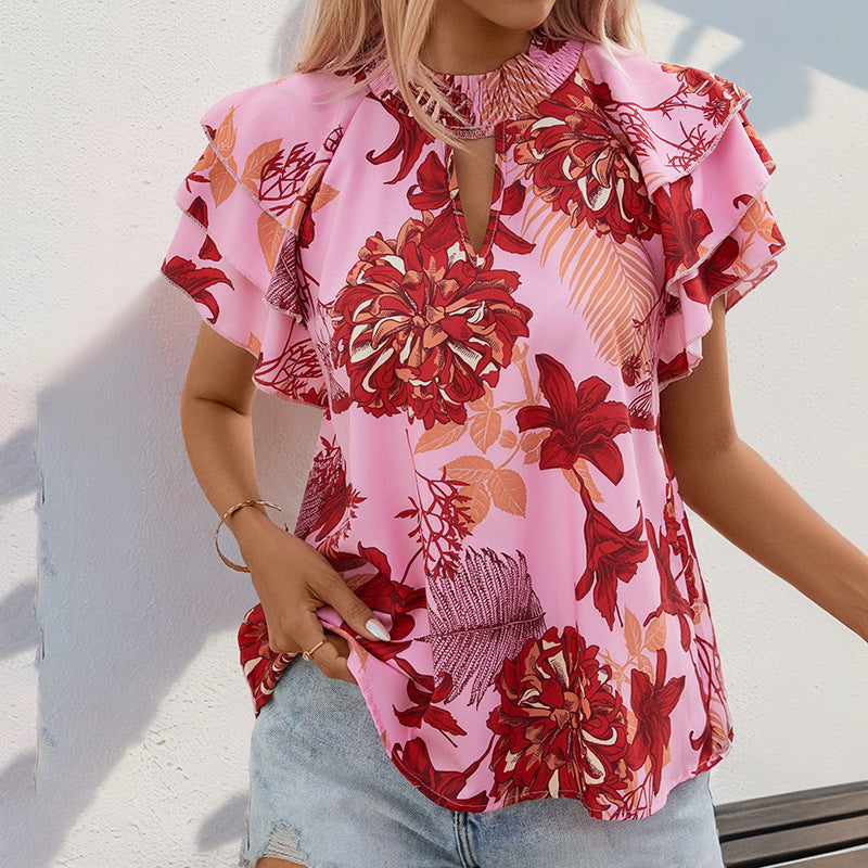 Printed Layered Sleeve Summer Shirt