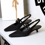 Women's Pointed-Toe Low-Heel Slingback Pumps