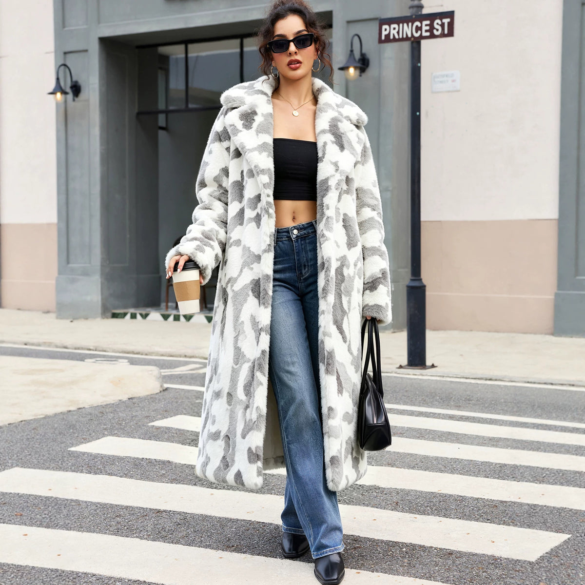 Women's Camouflage Faux-Fur Coat