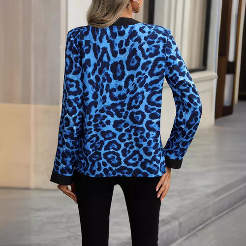 Women's Clothing Spring Autumn V Neck Leopard Print Long Sleeve Women Shirt