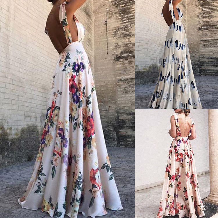 Printed Backless Camisole Dress