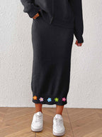 Black Skirt with 5 Flowers