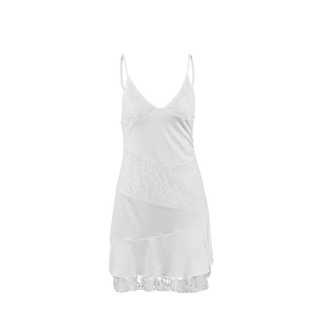 Lace-Trim Knitted Slip Nightdress