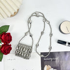 Women's Irregular Asymmetric Shaped Handmade Beaded Bag Mini Lipstick Pack With Chain Crossbody Pouch