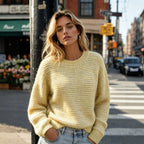 Women's Waffle-Knit Crew-Neck Sweater