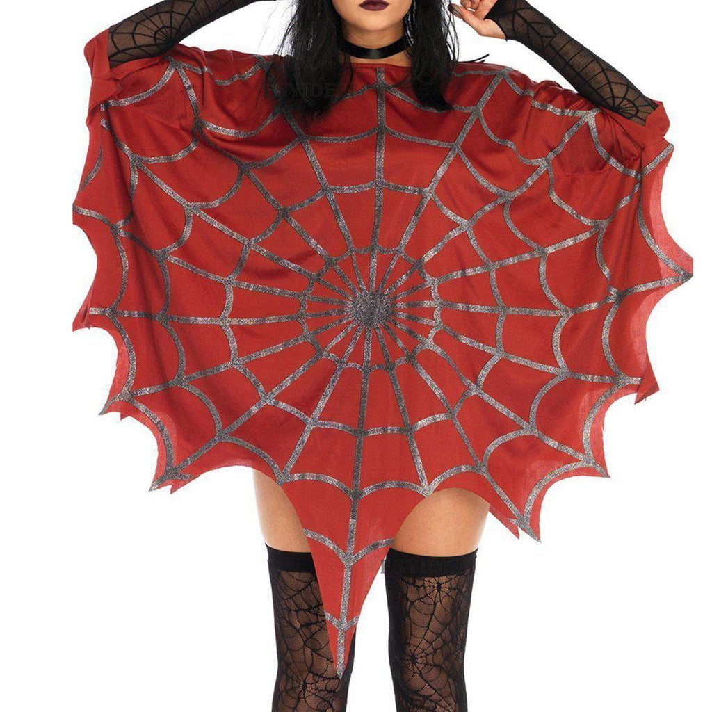 Women's Halloween Spider Web Cloak Arrival Festival Costume Party Cosplay Cape Top