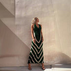 Women's Striped Halter A-Line Dress