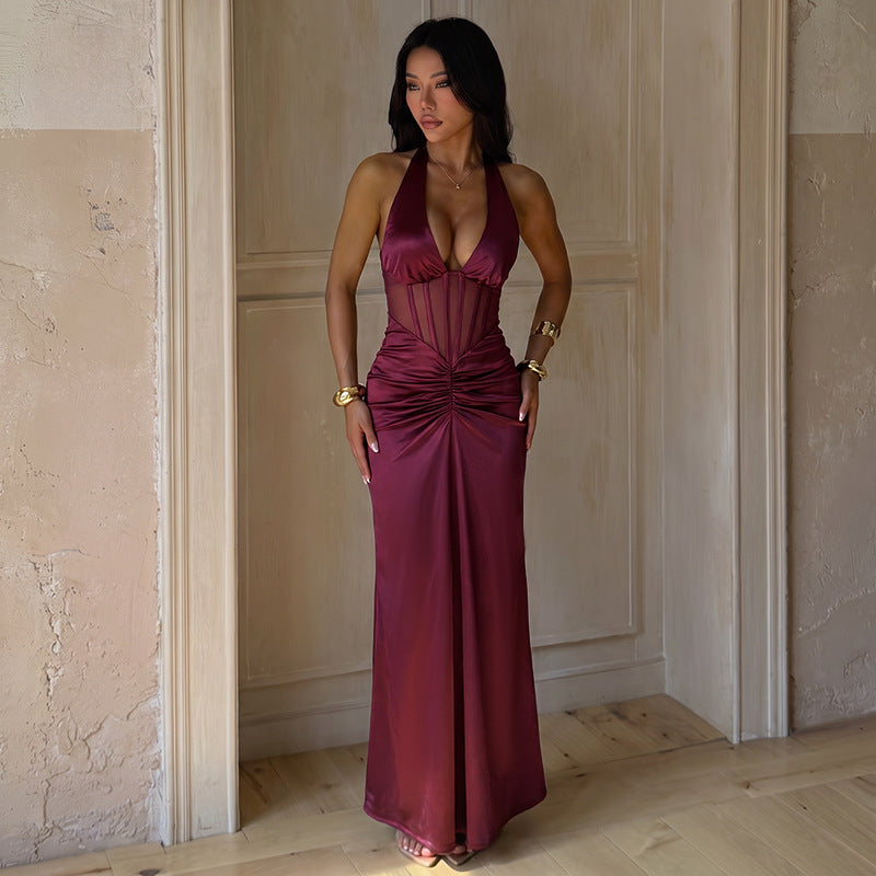 Women's Halter V-Neck Cocktail Dress
