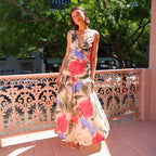 Women's Printed Strap Dress V neck Dress