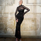 Women's Lace Patchwork Slim Long Sleeve Dress