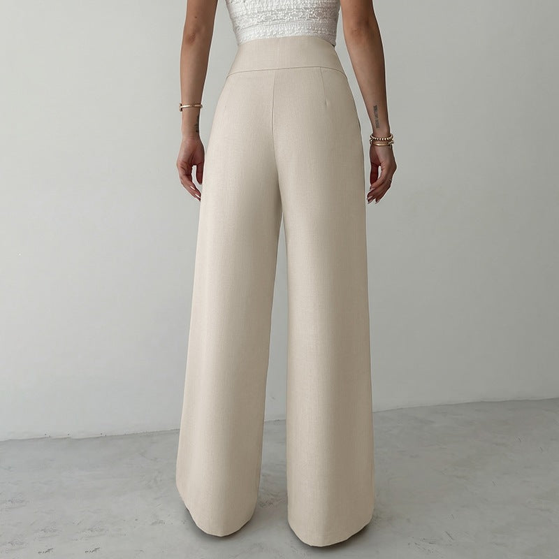 Women's Casual Trousers For Women Autumn High Waist Metal Decoration Straight Leg Pants