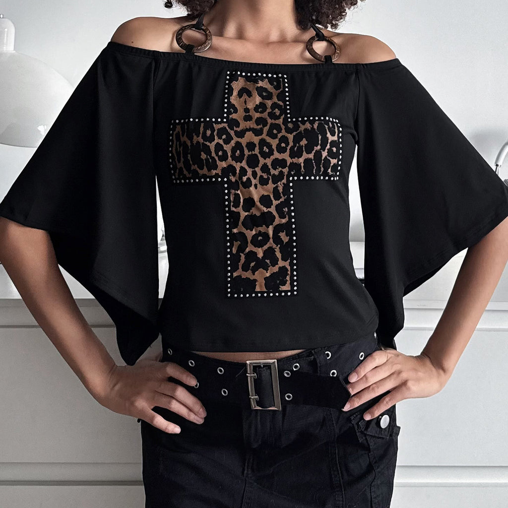 Retro Leopard Halter Short Top
