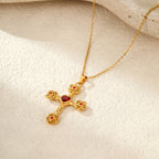Women's Rose Cross Stainless Steel Necklace