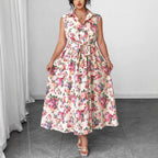 Women's Plus Size Floral Collared A-Line Dress