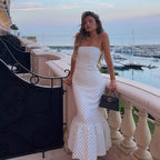 White Polka Dot Tight Strapless Tight Waist Fishtail Hip