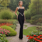 Socialite Light Luxury Dinner Dress Summer Beads Rhinestones Sling Slim Sheath Dress Women