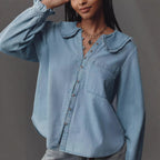 Women's Retro Lightweight Denim Long Sleeved Shirt