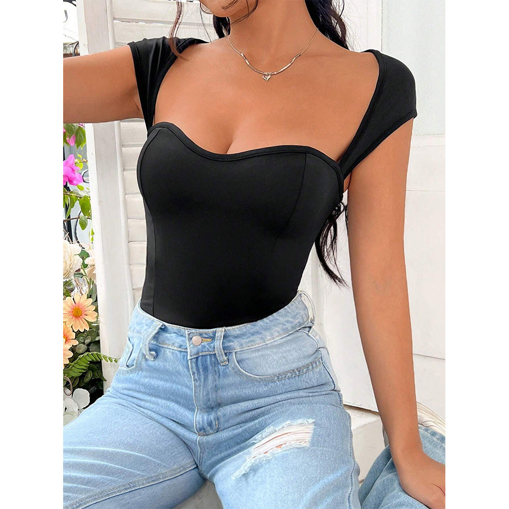 Women's Women’s Black Backless V Neck Fitted Jumpsuit