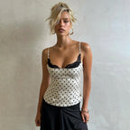 Women’s Black And White Polka Dot Lace Camisole