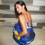 Women's Digital-Print Low-Cut Vacation Dress
