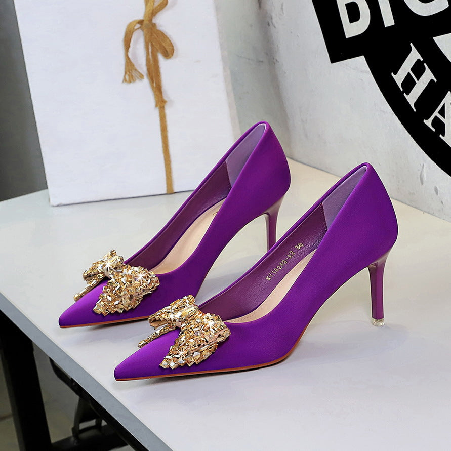 Women's Rhinestone Bow Stiletto Heels