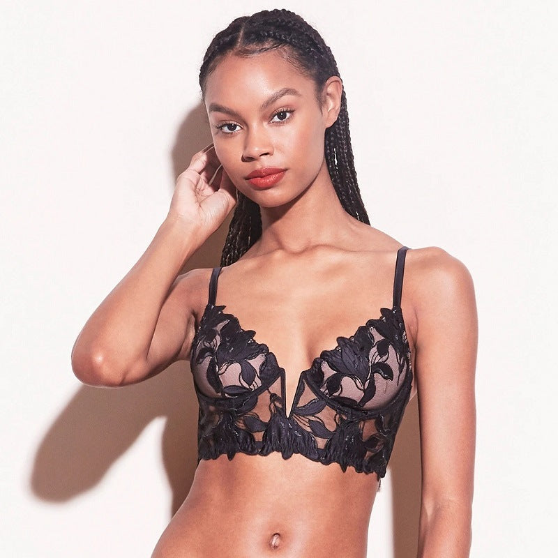 Embroidery Deep Bralette Lingerie