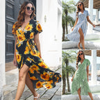 Boho Ruffled Wrap Vacation Maxi Dress