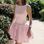 Fall Type Hip Classic Slim Sleeveless Bow Dress