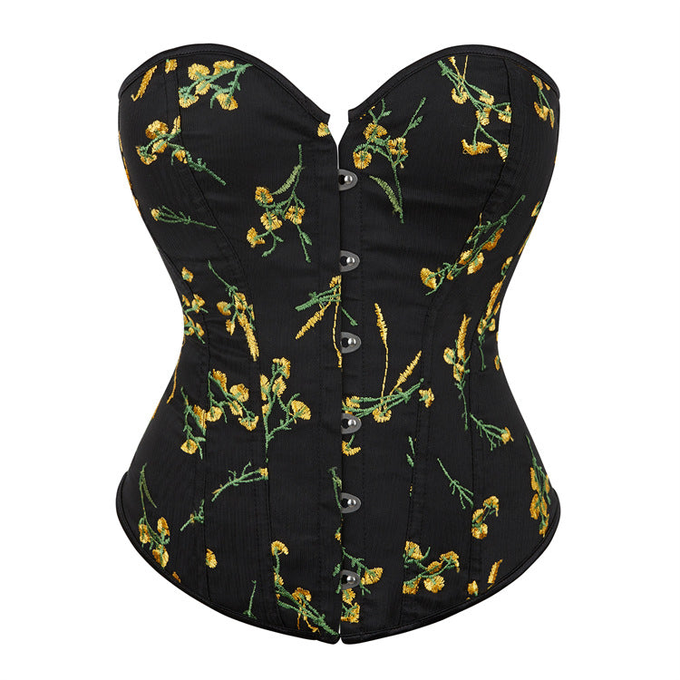 Women's Black Embroidery European Size Sexy Body Shaping Court Body Shaping Top