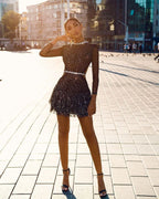 Women's Nightclub Dress V neck See through Small Dress Slim Dress