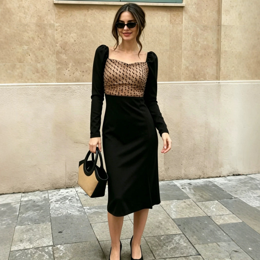 Women's Midi Polka Dot Dress
